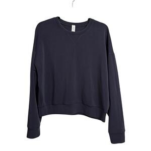 SPANX Sweatshirt Womens Large Charcoal Gray AirEssentials Crewneck Cropped